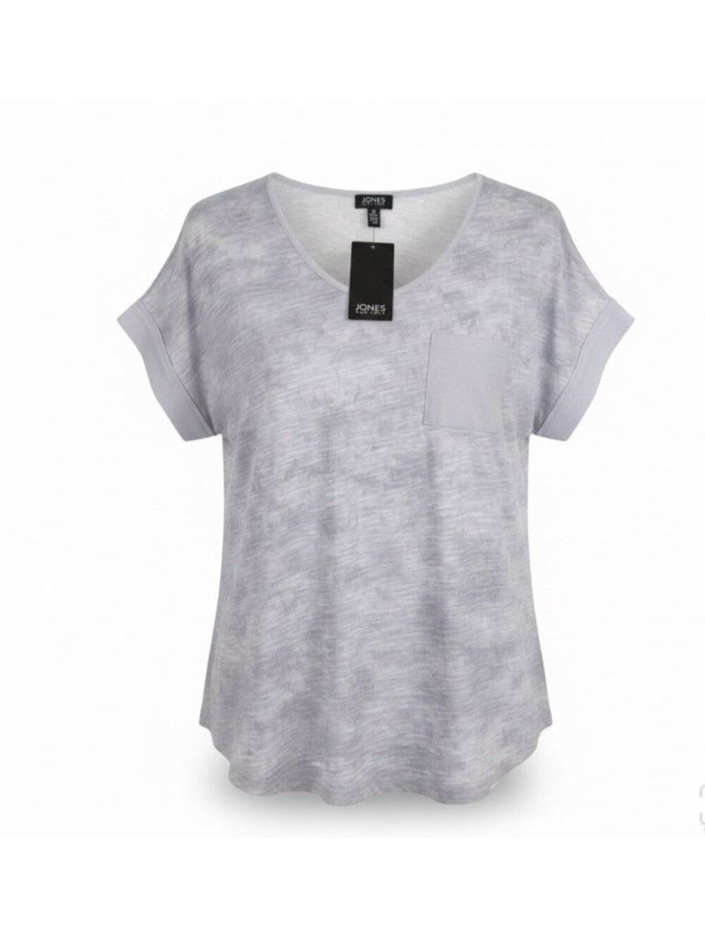 Jones New York Womens Light Gray Casual Pocket Tee Size L